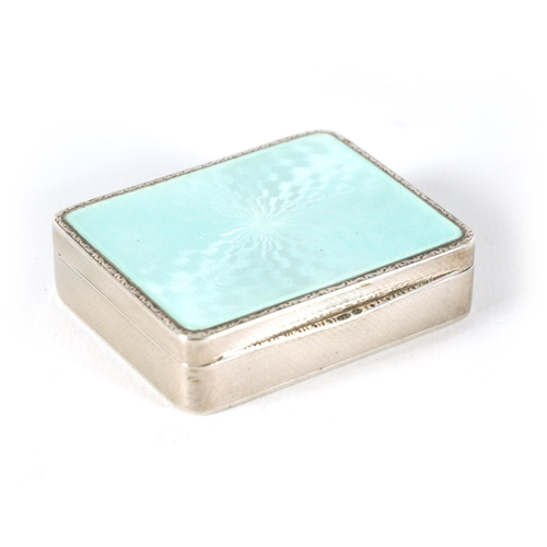 272 - AN UNSUAL GEORGE V SILVER AND GUILLOCHE ENAMEL RECTANGULAR COMPACT with spiralling chequered decorat... 