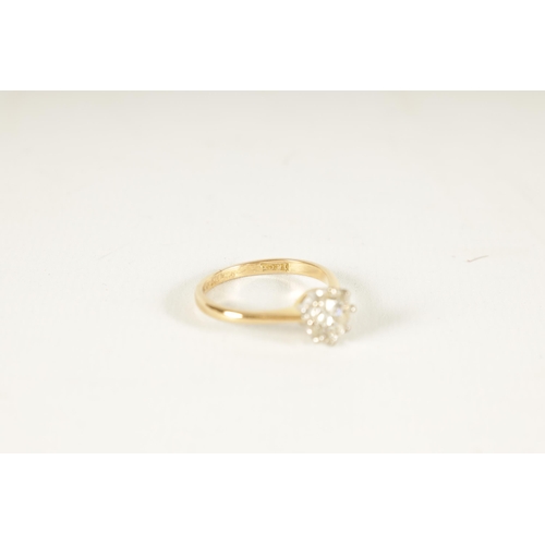 287 - A LADIES 18CT GOLD 1.5CT DIAMOND SOLITAIRE RING with brilliant cut diamond set in a white gold crown... 