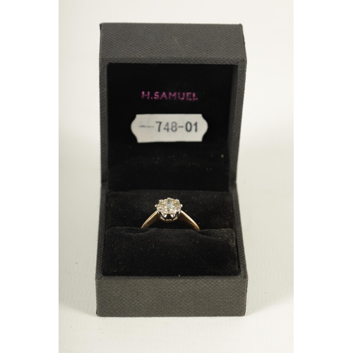 287 - A LADIES 18CT GOLD 1.5CT DIAMOND SOLITAIRE RING with brilliant cut diamond set in a white gold crown... 