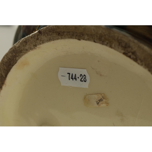 44 - A LARGE 20TH CENTURY ART POTTERY BULBOUS JARDINIERE SIGNED A. LANG with ribbed neck and overall pain... 