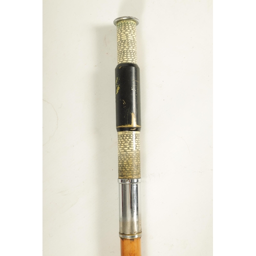 448 - AN UNUSUAL EARLY 20TH CENTURY OTIS KING'S POCKET CALCULATOR/WALKING CANE with metal mounted extendin... 