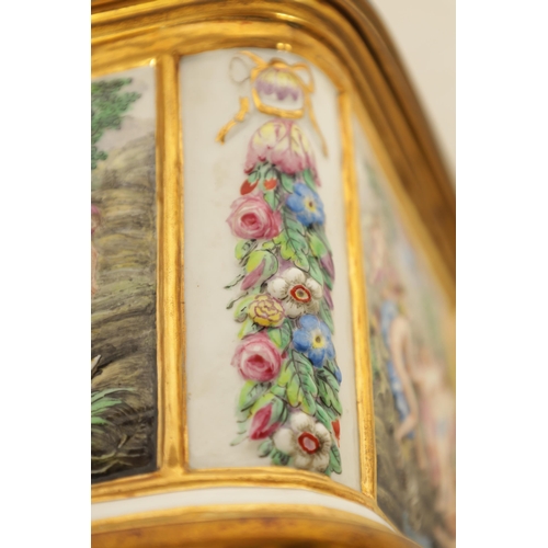 45 - A LARGE 19TH CENTURY ORMOLU MOUNTED CAPODIMONTE PORCELAIN TABLE CASKET of rectangular form, the hing... 