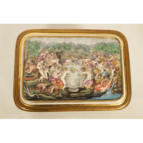 45 - A LARGE 19TH CENTURY ORMOLU MOUNTED CAPODIMONTE PORCELAIN TABLE CASKET of rectangular form, the hing... 