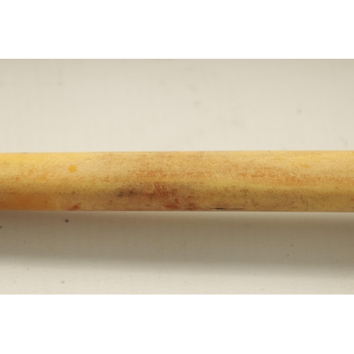 457 - AN UNUSUAL FISH BONE WALKING STICK with curved handle (93cm overall)