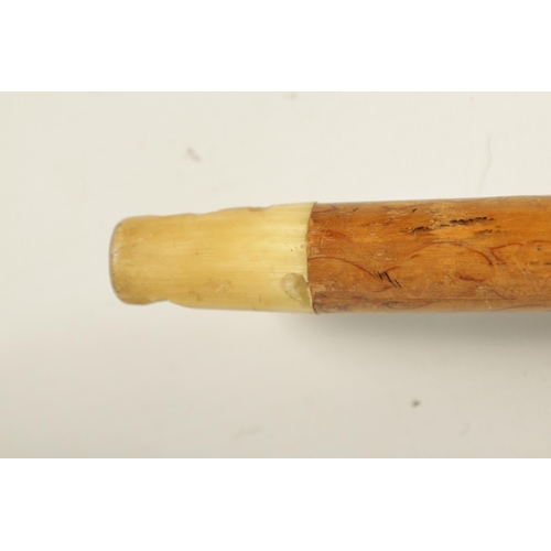 469 - A LATE 19TH CENTURY FRENCH BIRDS EYE MAPLE WALKING STICK/PARASOL with telescopic shaft and curved ha... 