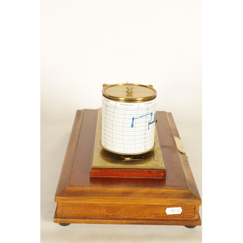 476 - A NEGRETTI & ZAMBRA MAHOGANY CASED BAROGRAPH having glazed lift off lid with bevelled glass panels o... 