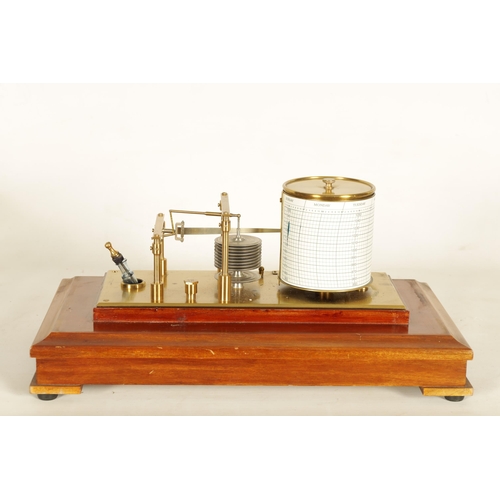 476 - A NEGRETTI & ZAMBRA MAHOGANY CASED BAROGRAPH having glazed lift off lid with bevelled glass panels o... 