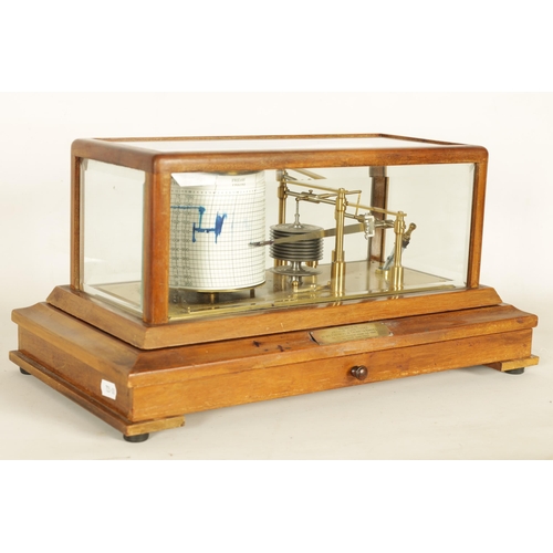 476 - A NEGRETTI & ZAMBRA MAHOGANY CASED BAROGRAPH having glazed lift off lid with bevelled glass panels o... 