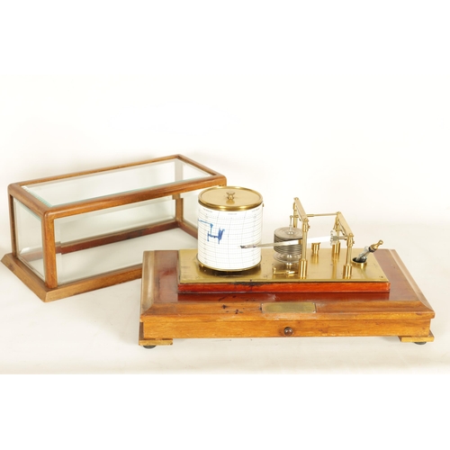 476 - A NEGRETTI & ZAMBRA MAHOGANY CASED BAROGRAPH having glazed lift off lid with bevelled glass panels o... 