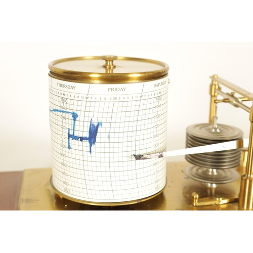 476 - A NEGRETTI & ZAMBRA MAHOGANY CASED BAROGRAPH having glazed lift off lid with bevelled glass panels o... 