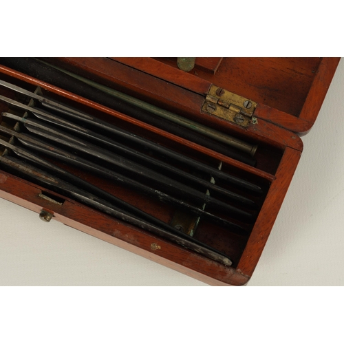 480 - A 19TH CENTURY MAHOGANY CASED SET OF SURGEONS SCALPALS with inset named plaque belonging to J.Gay, M... 