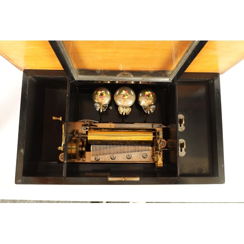 481 - A LATE 19TH CENTURY SWISS EIGHT AIRS CYLINDER MUSIC BOX the simulated rosewood case with hinged lid ... 