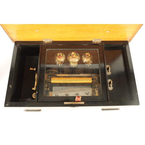 481 - A LATE 19TH CENTURY SWISS EIGHT AIRS CYLINDER MUSIC BOX the simulated rosewood case with hinged lid ... 