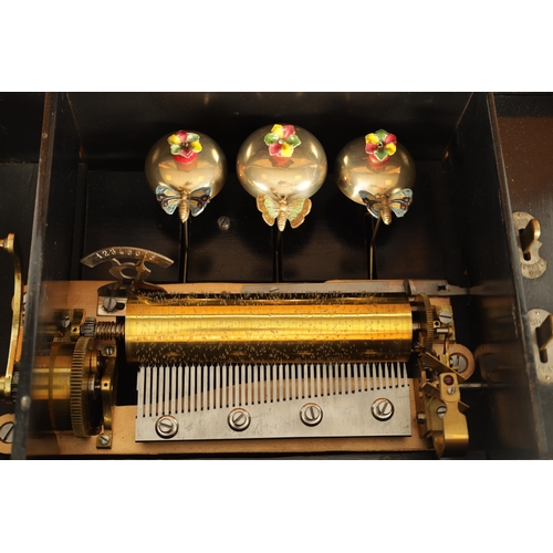 481 - A LATE 19TH CENTURY SWISS EIGHT AIRS CYLINDER MUSIC BOX the simulated rosewood case with hinged lid ... 