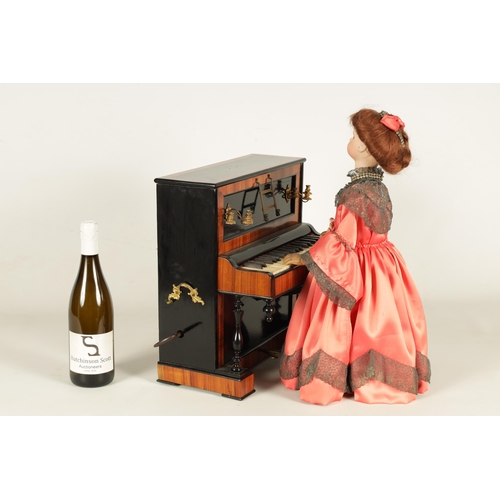 482 - A RARE 19TH CENTURY FRENCH AUTOMATON MUSIC BOX formed as a young lady playing an upright piano, the ... 