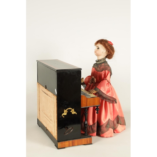 482 - A RARE 19TH CENTURY FRENCH AUTOMATON MUSIC BOX formed as a young lady playing an upright piano, the ... 