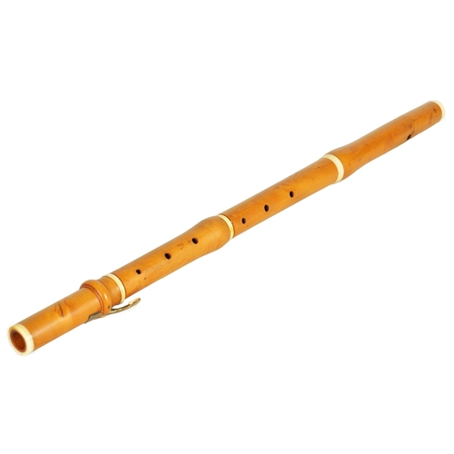 485 - A LATE 18TH CENTURY BOXWOOD AND IVORY CLASSICAL FLUTE BY GOULDING UK Ivory Act 2018 Exemption Submis... 