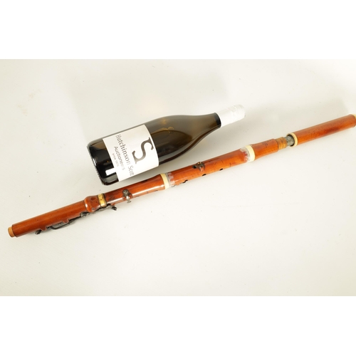 487 - AN EARLY 19TH CENTURY BAROQUE BOXWOOD AND IVORY FLUTE BY GOULDING, LONDON. UK Ivory Act 2018 Exempti... 