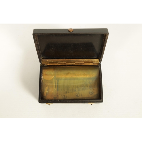 491 - A 19TH CENTURY FRENCH PORTABLE MUSIC BOX the finely decorated lid entitled 