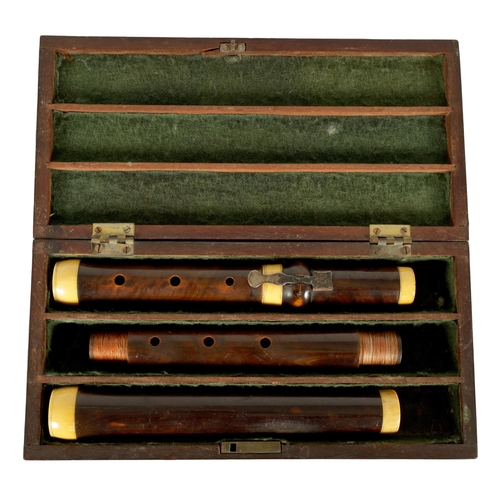 492 - A LATE 18TH CENTURY CASED BOXWOOD AND IVORY FLUTE BY KUSDER UK Ivory Act 2018 Exemption Submission R... 