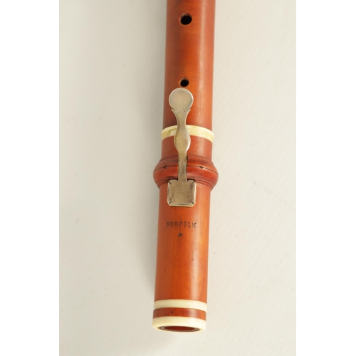 495 - AN EARLY 19TH CENTURY BOXWOOD AND IVORY FLUTE BY NORFOLK UK Ivory Act 2018 Exemption Submission Refe... 