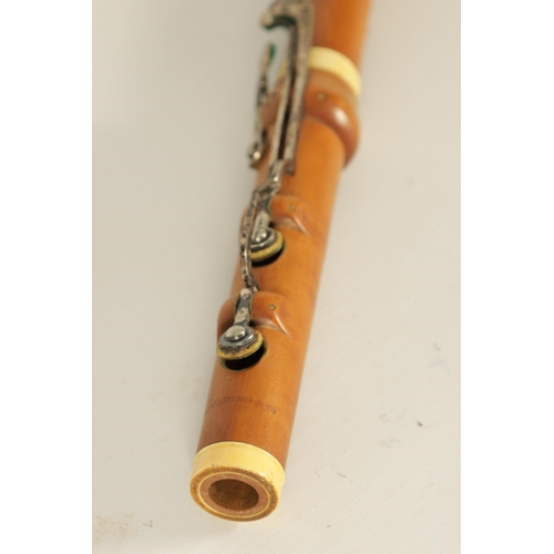 496 - AN EARLY 19TH CENTURY BAROQUE BOXWOOD AND IVORY FLUTE BY GOULDING, LONDON UK Ivory Act 2018 Exemptio... 