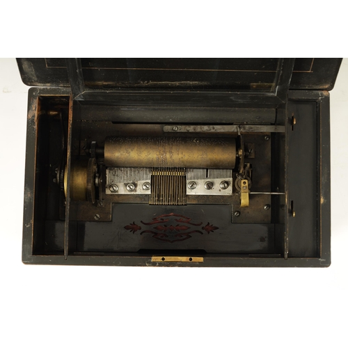 497 - A 19TH CENTURY LEVER WOUND SWISS ORCHESTRAL MUSIC BOX playing six tunes with built in organ to base,... 