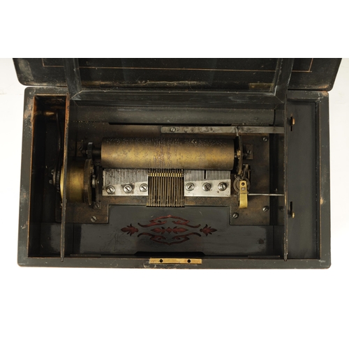 497 - A 19TH CENTURY LEVER WOUND SWISS ORCHESTRAL MUSIC BOX playing six tunes with built in organ to base,... 