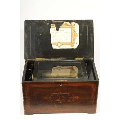 497 - A 19TH CENTURY LEVER WOUND SWISS ORCHESTRAL MUSIC BOX playing six tunes with built in organ to base,... 