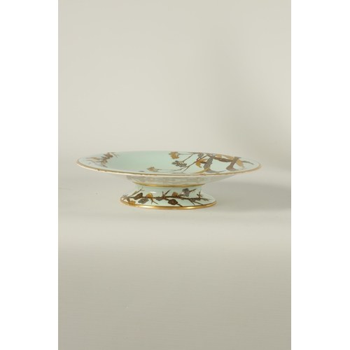 50 - A LATE 19TH CENTURY GOODE & CO. PORCELAIN AESTHETIC PERIOD COMPORT of oriental style with flying Her... 