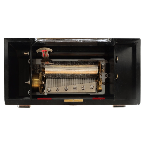 500 - A LATE 19TH CENTURY SWISS SIX AIRS CYLINDER MUSIC BOX the rosewood case inlaid with holly and maple ... 