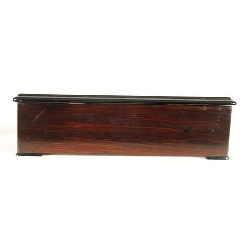 500 - A LATE 19TH CENTURY SWISS SIX AIRS CYLINDER MUSIC BOX the rosewood case inlaid with holly and maple ... 