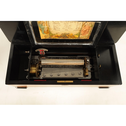 500 - A LATE 19TH CENTURY SWISS SIX AIRS CYLINDER MUSIC BOX the rosewood case inlaid with holly and maple ... 