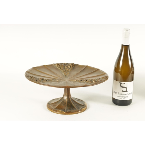 526 - LE ROYER (1858 - 1939) AN ART NOUVEAU CAST BRONZE TABLE TAZZA the circular segmented top with raised... 