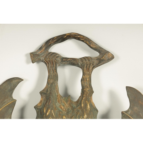 529 - A PAIR OF BRONZE HANGING BAT WALL SCONCES AFTER WILLIAM TONKS & SONS FOR LIBERTY'S designed at the K... 