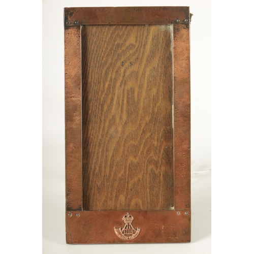 542 - AN ARTS AND CRAFTS LIBERTY STYLE RECTANGULAR PLANISHED COPPER PHOTOGRAPH FRAME the riveted joined fr... 