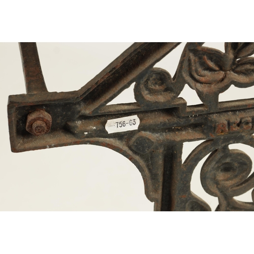 549 - A LATE 19TH CENTURY CAST IRON COALBROOKDALE STYLE UMBRELLA/STICK STAND with rectangular stepped tray... 