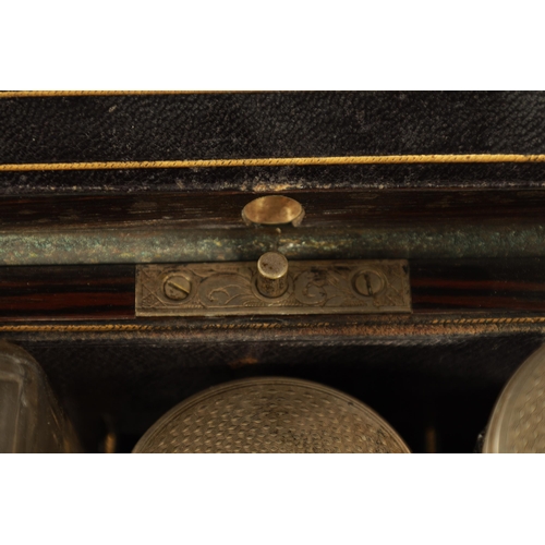 553 - A VICTORIAN AMBOYNA PANELLED AND BRASS BOUND CALAMANDER CROSS-BANDED LADIES FITTED VANITY CASE with ... 