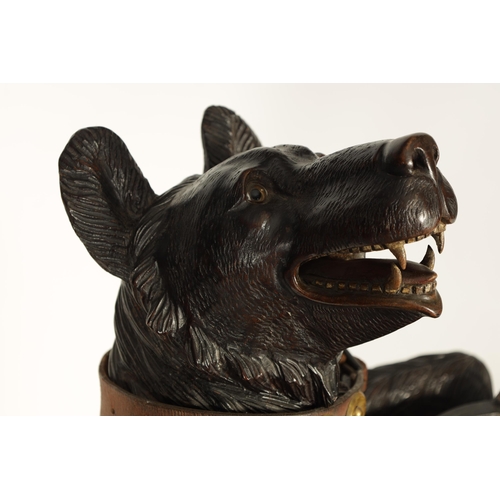 586 - AN IMPRESSIVE 19TH CENTURY LINDEN WOOD BLACK FOREST CARVED BEAR STICK STAND depicting a standing bea... 