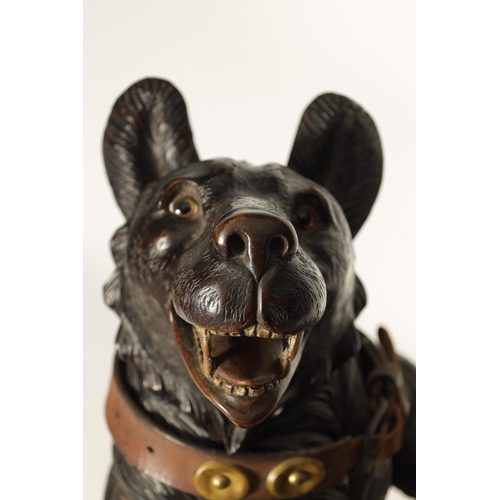 586 - AN IMPRESSIVE 19TH CENTURY LINDEN WOOD BLACK FOREST CARVED BEAR STICK STAND depicting a standing bea... 