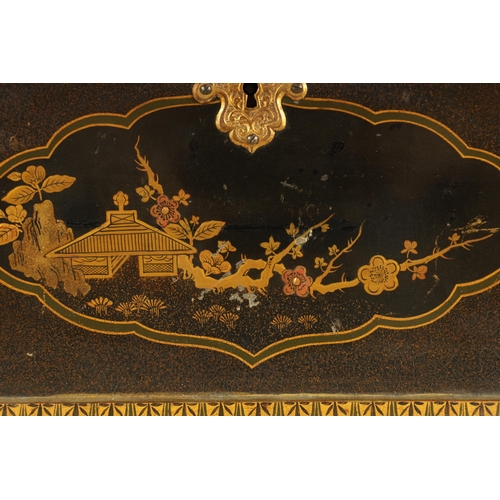 590 - A FINE 19TH CENTURY FRENCH BLACK AND GOLD LACQUERWORK ROSEWOOD BOX IN THE JAPANESE TASTE the moulded... 