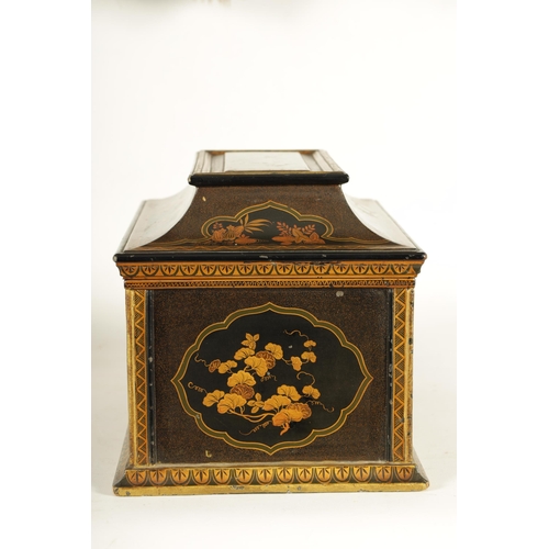 590 - A FINE 19TH CENTURY FRENCH BLACK AND GOLD LACQUERWORK ROSEWOOD BOX IN THE JAPANESE TASTE the moulded... 