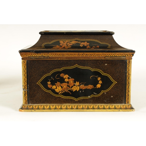 590 - A FINE 19TH CENTURY FRENCH BLACK AND GOLD LACQUERWORK ROSEWOOD BOX IN THE JAPANESE TASTE the moulded... 