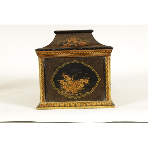 590 - A FINE 19TH CENTURY FRENCH BLACK AND GOLD LACQUERWORK ROSEWOOD BOX IN THE JAPANESE TASTE the moulded... 