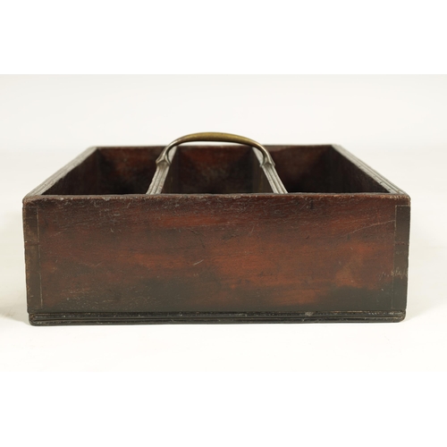 599 - A GEORGE III MAHOGANY CUTLERY TRAY the three sectional tray with dovetailed joints, reeded top edge ... 