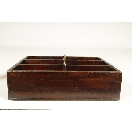 599 - A GEORGE III MAHOGANY CUTLERY TRAY the three sectional tray with dovetailed joints, reeded top edge ... 