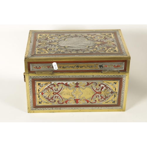 600 - AN EARLY 18TH CENTURY GERMAN PEWTER, BRASS AND TORTOISESHELL BOULLE WORK TABLE CABINET IN THE MANNER... 