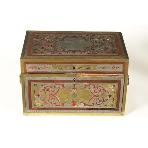 600 - AN EARLY 18TH CENTURY GERMAN PEWTER, BRASS AND TORTOISESHELL BOULLE WORK TABLE CABINET IN THE MANNER... 