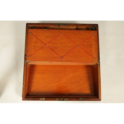 604 - A 19TH CENTURY INLAID WALNUT WRITING BOX with hinged lid opening to reveal a fitted interior with wr... 