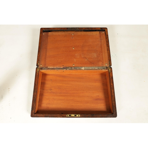 614 - A REGENCY POLLARD OAK WRITING SLOPE the sides with sunken brass handles, the lid with brass plaque o... 